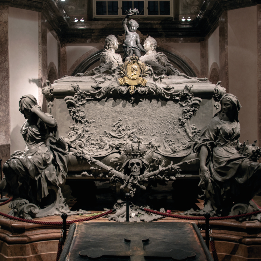 Wien / Robert Vanis, Kapuzinergruft Wien Doppelsarkophag von Maria Theresia und Franz I. Stephan.