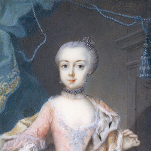 Ausschnitt des Gemäldes von Johanna Gabriele (1750-1762) von Johann Christoph Reinsberger. Vor 1762.