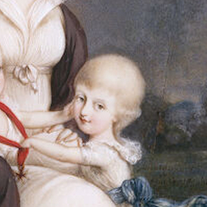 Detail of the painting depicting Karoline Ferdinanda (1793–1802) by Eduard Ströhling. Circa 1794.